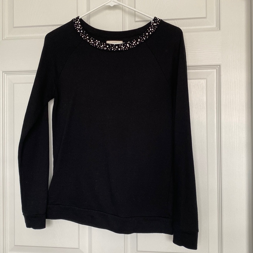 Black beaded neck sweat shirt from Loft